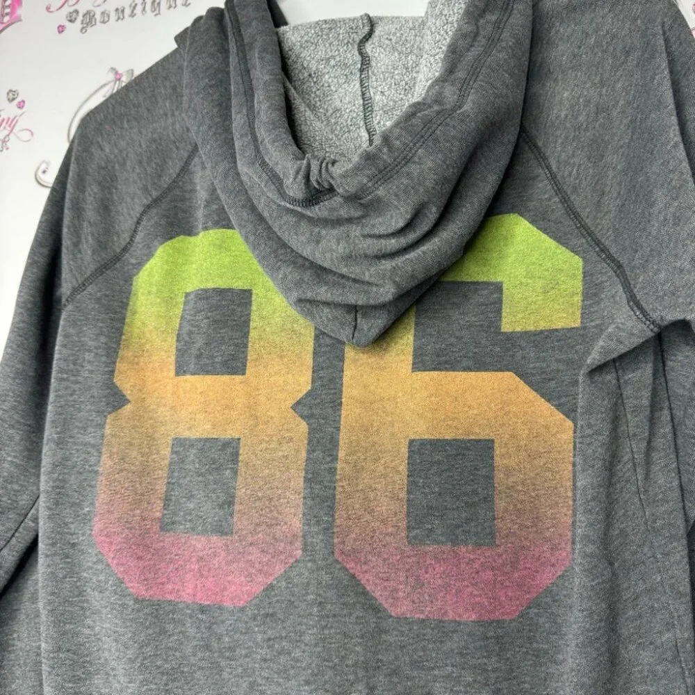 Victoria secret pink sweater hoodie ombré sunset 86 on back zip up zipper grey - Picture 4 of 11